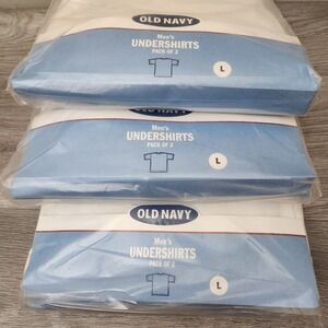 Vintage Old Navy White 90's Undershirts 6-Pack‎ Size L Cotton Crew T's Deadstock
